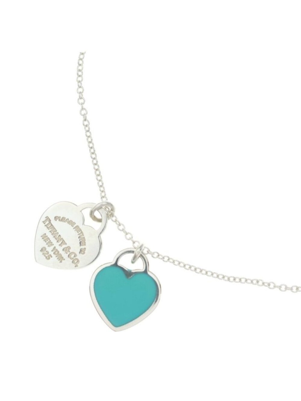Tiffany & Co Return to Tiffany Mini Double Heart Tag Pendant Chain Necklace